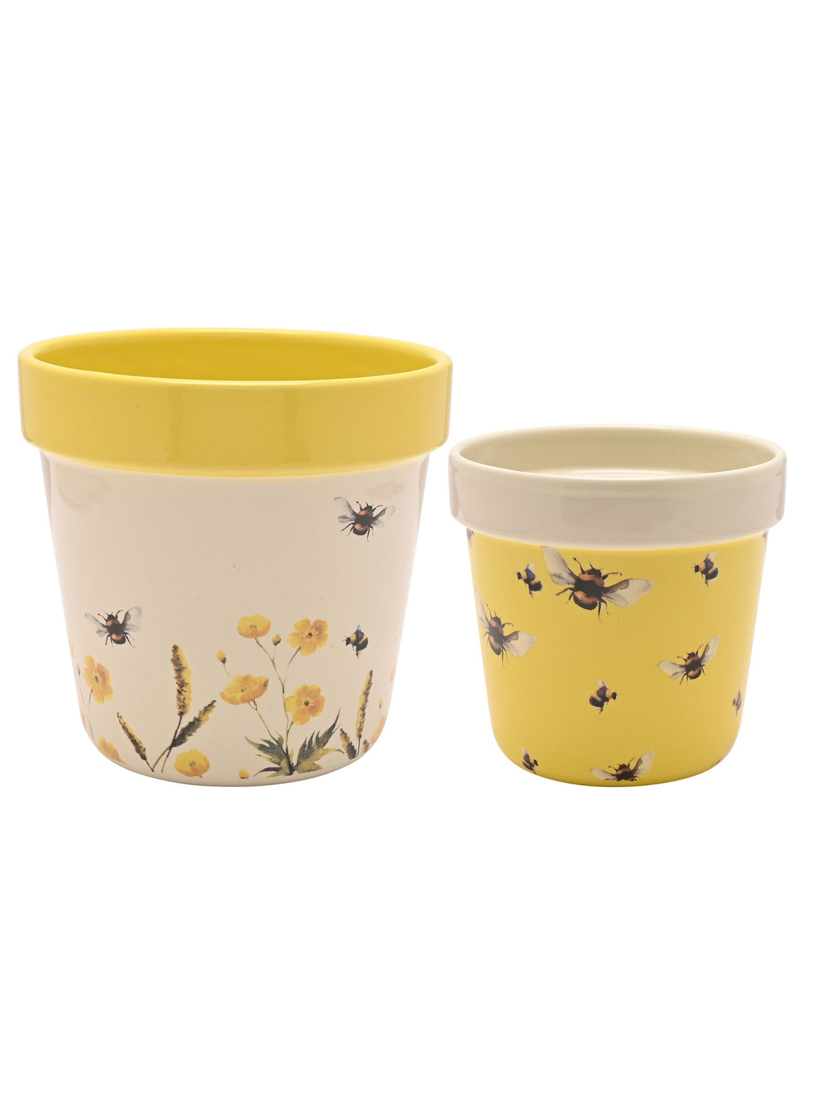 Country Living set of 2 bee planters ceramic 12cm (British brand)