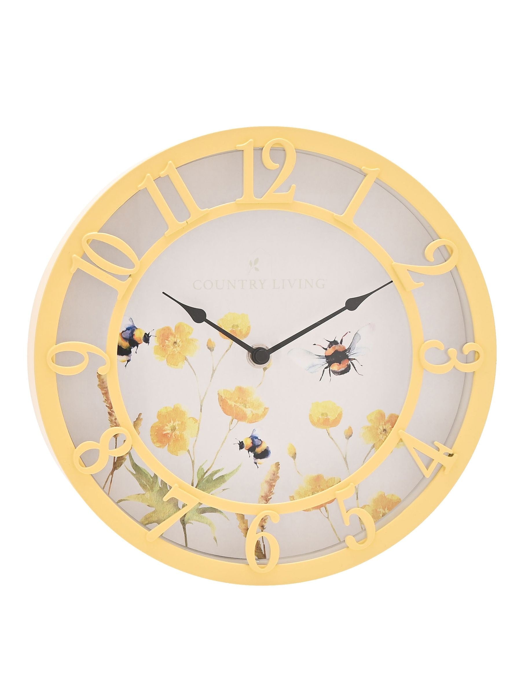 Country Living yellow floral outdoor clock 25cm - British product