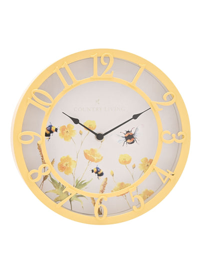 Country Living Gelbe Blumige Outdoor-Wanduhr 25cm