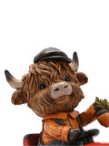 Country Living Brown Highland Cow on Tractor ornament 16cm - British product
