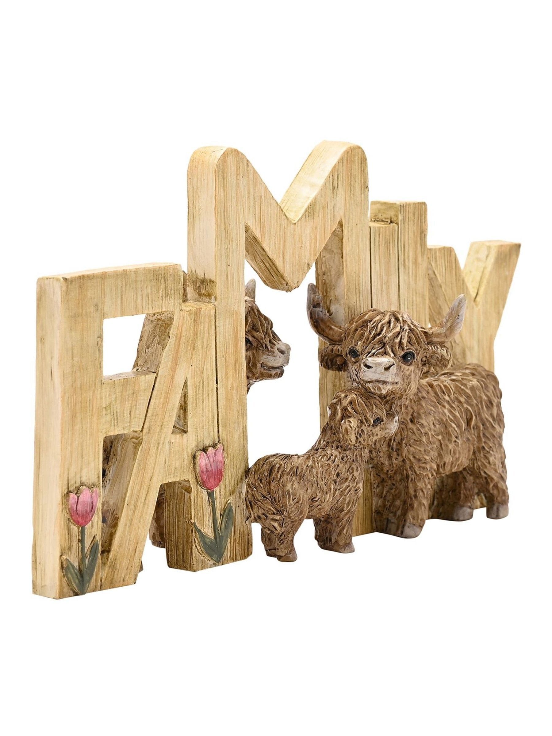 Country Living Highland cow family plaque, UK version