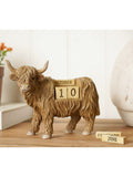 Country Living brown highland cow figurine perpetual calendar - British product