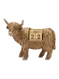 Country Living brown highland cow figurine perpetual calendar - British product
