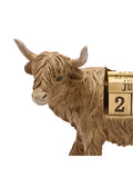 Country Living brown highland cow figurine perpetual calendar - British product