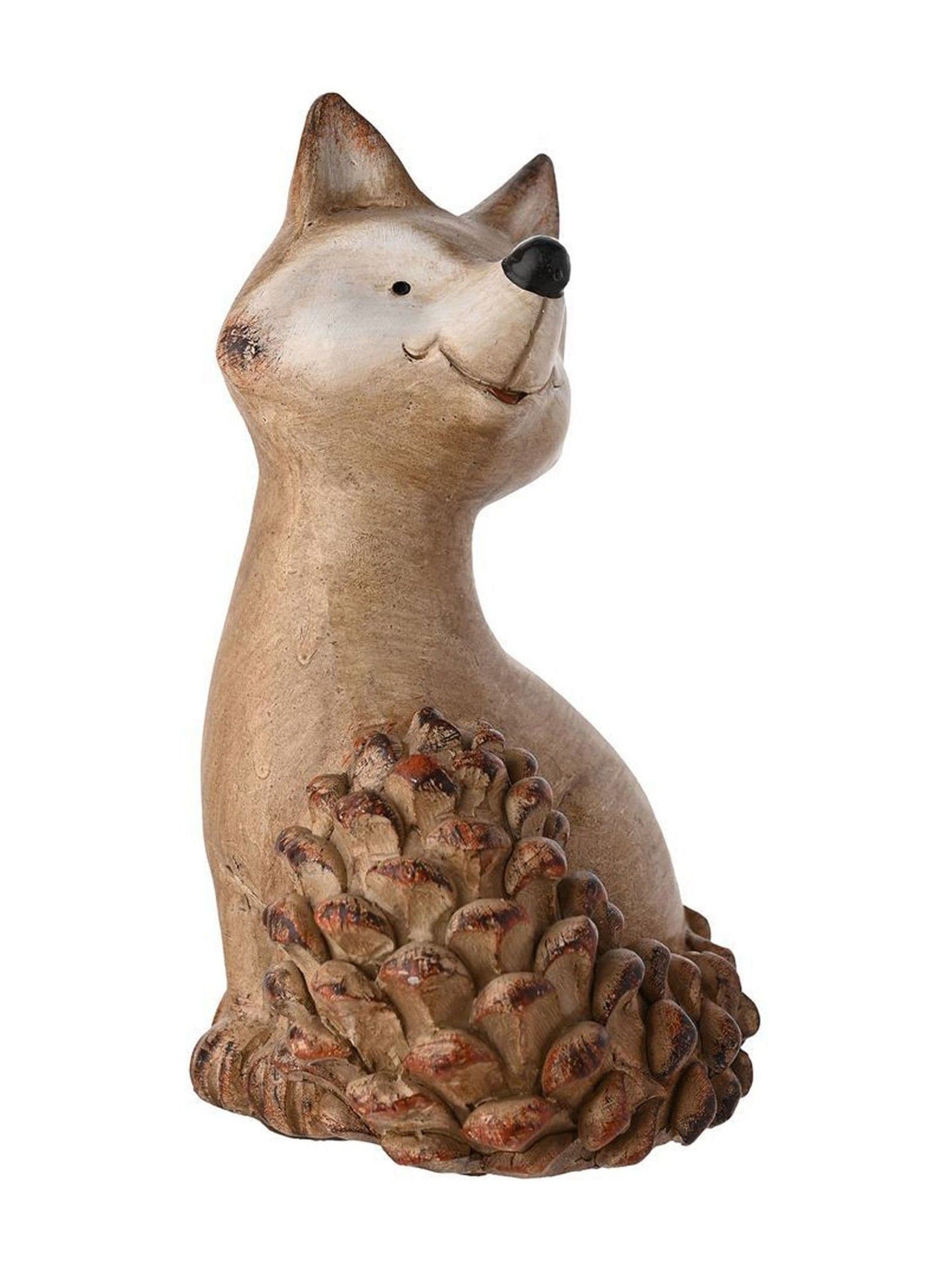 Country Living brown large wood effect resin fox ornament 21cm height - British product