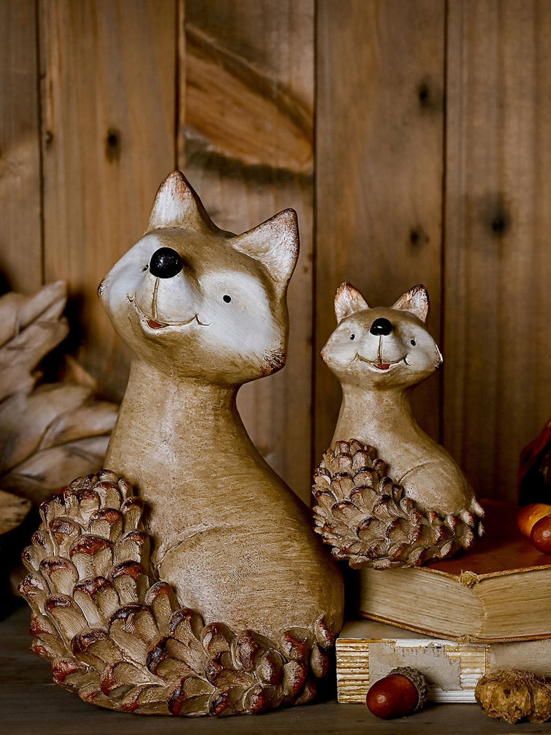 Country Living brown large wood effect resin fox ornament 21cm height - British product