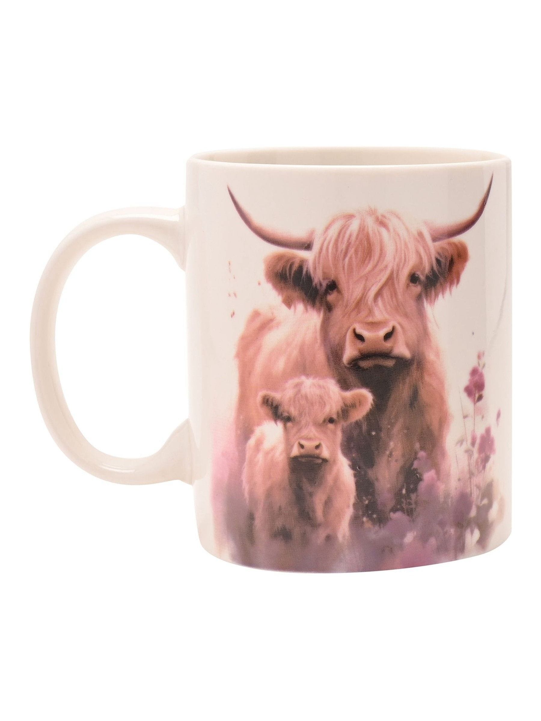 Country Living Highland cow and calf mug 9.5cm - British product