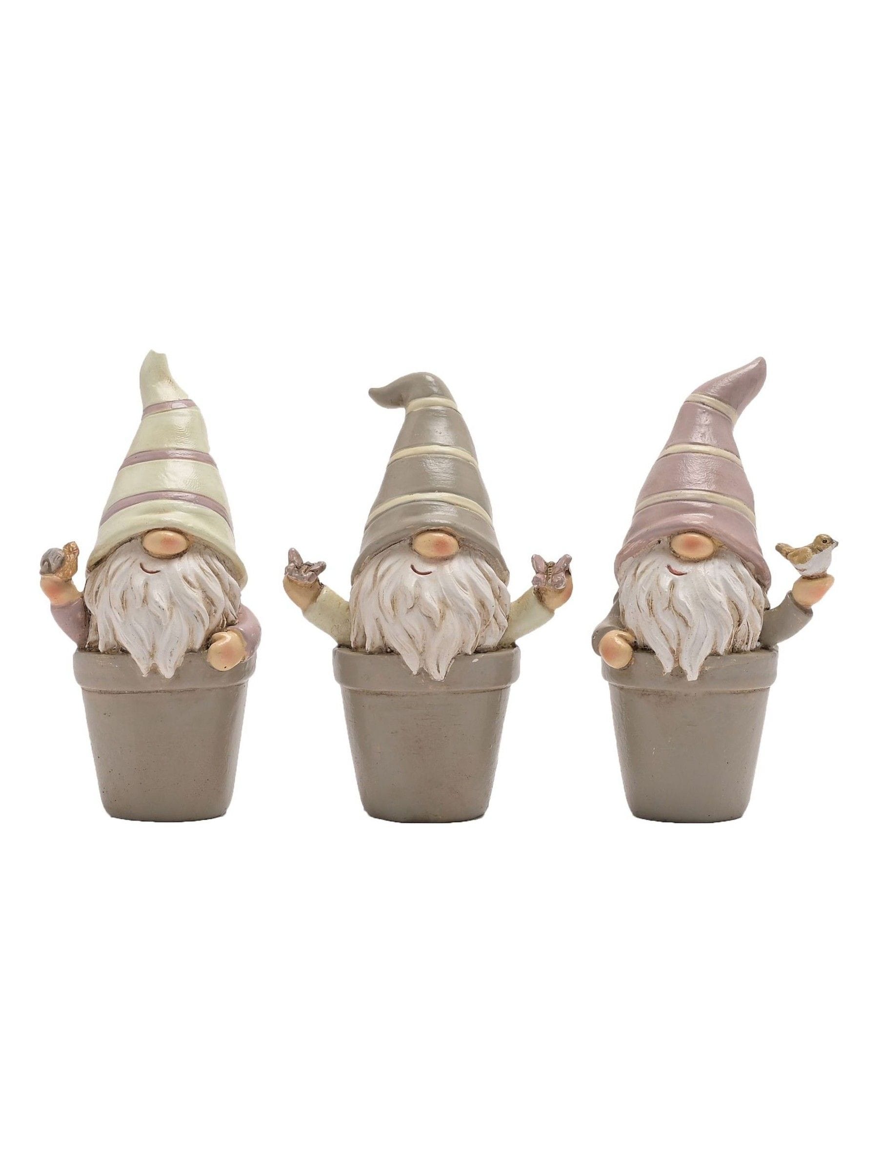 Country Living Set of 3 Grey Mini Potted Gonks