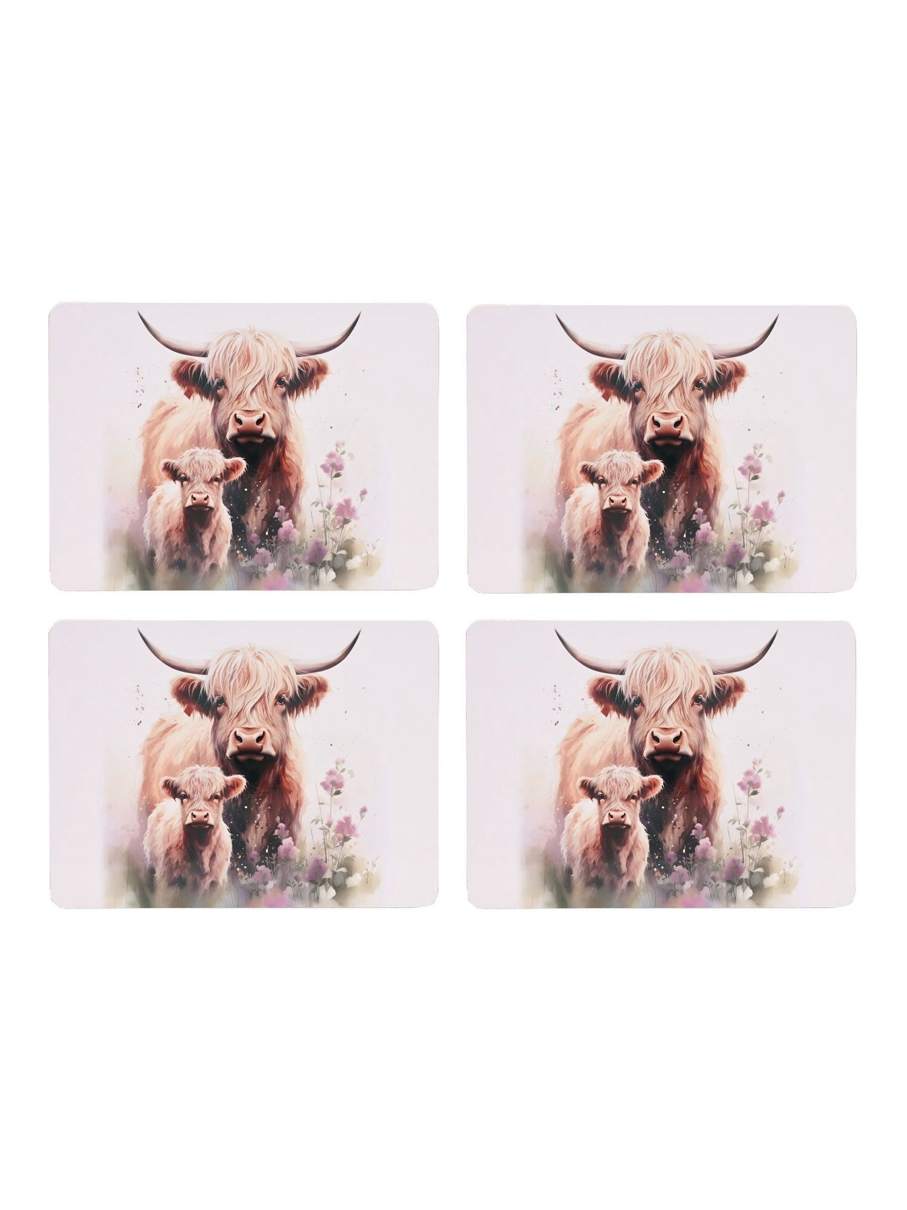 Country Living Highland cow and calf placemats set of 4 (British brand)