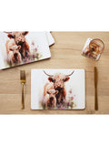 Country Living Highland cow and calf placemats set of 4 (British brand)