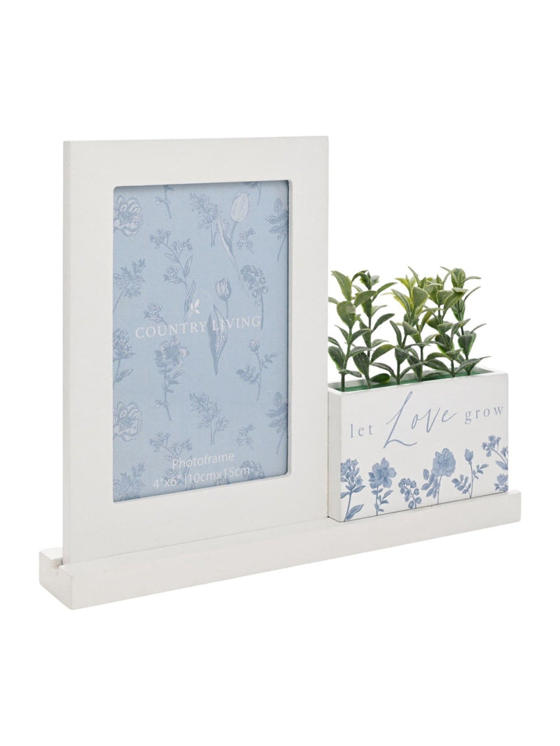 Widdop White wooden photo frame and planter, imported from the UK