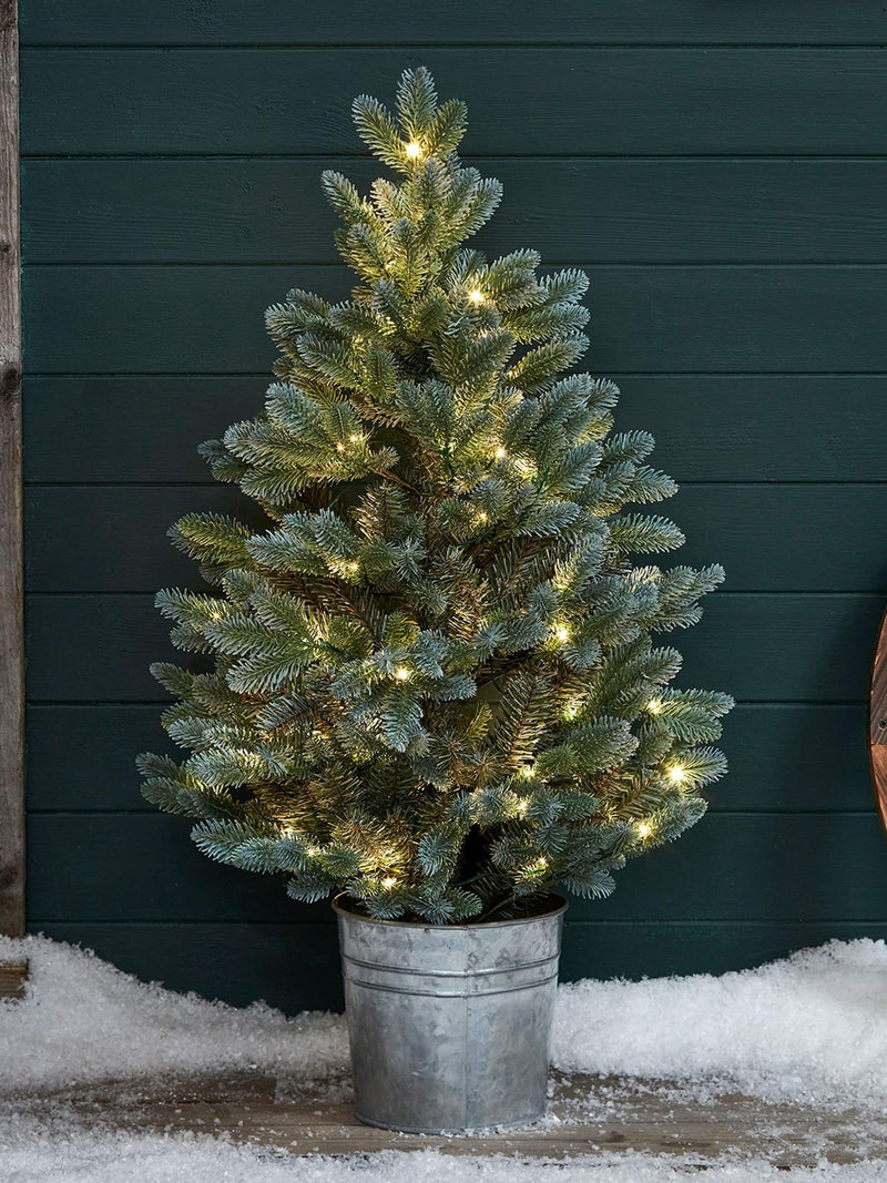 Lights4fun pre lit potted outdoor Christmas tree 90cm - British product