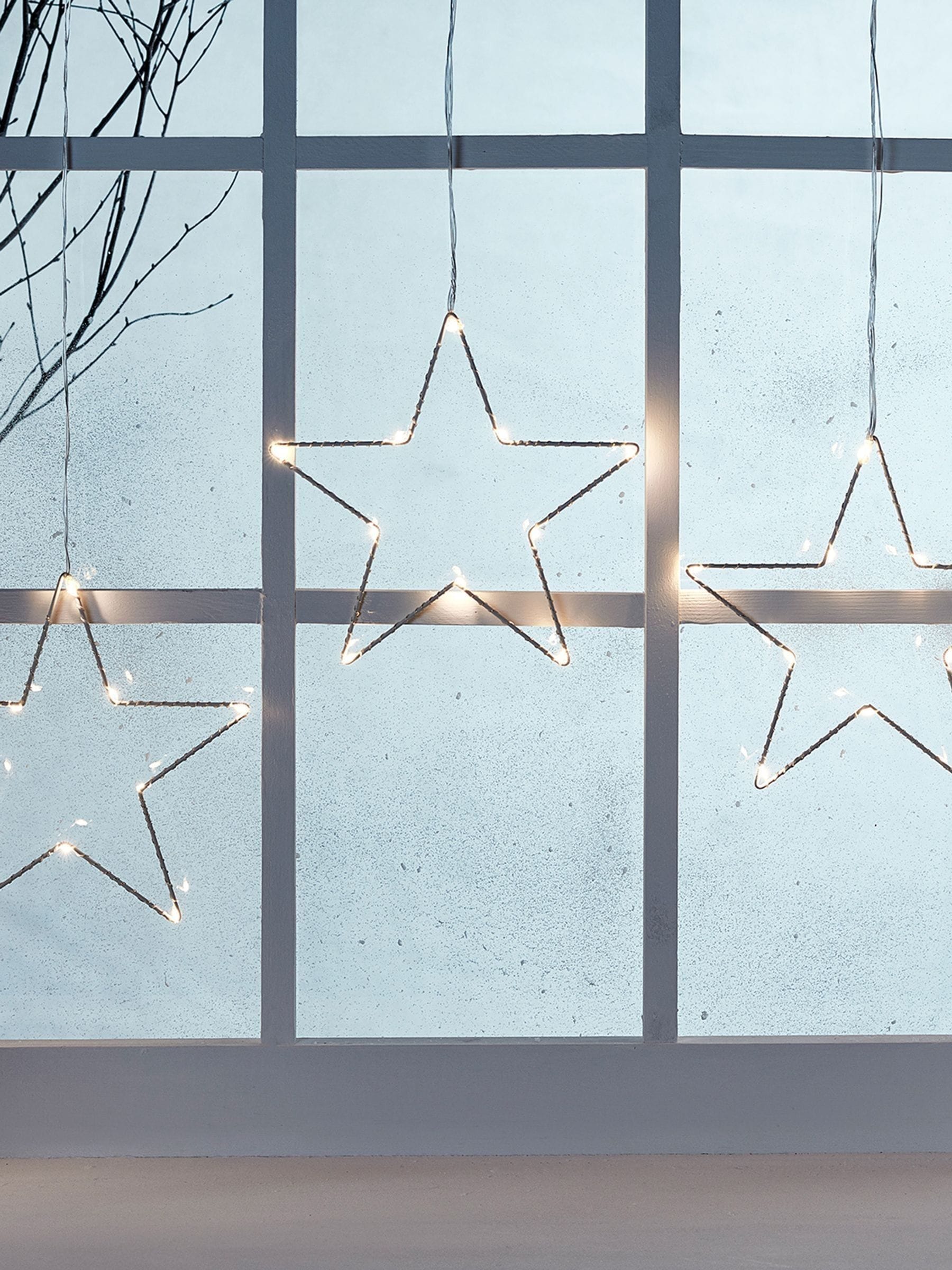Lights4fun Star Trio Christmas window light with three metal stars, UK version
