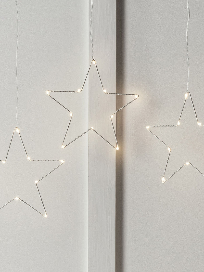 Lights4fun Star Trio Christmas window light with three metal stars, UK version