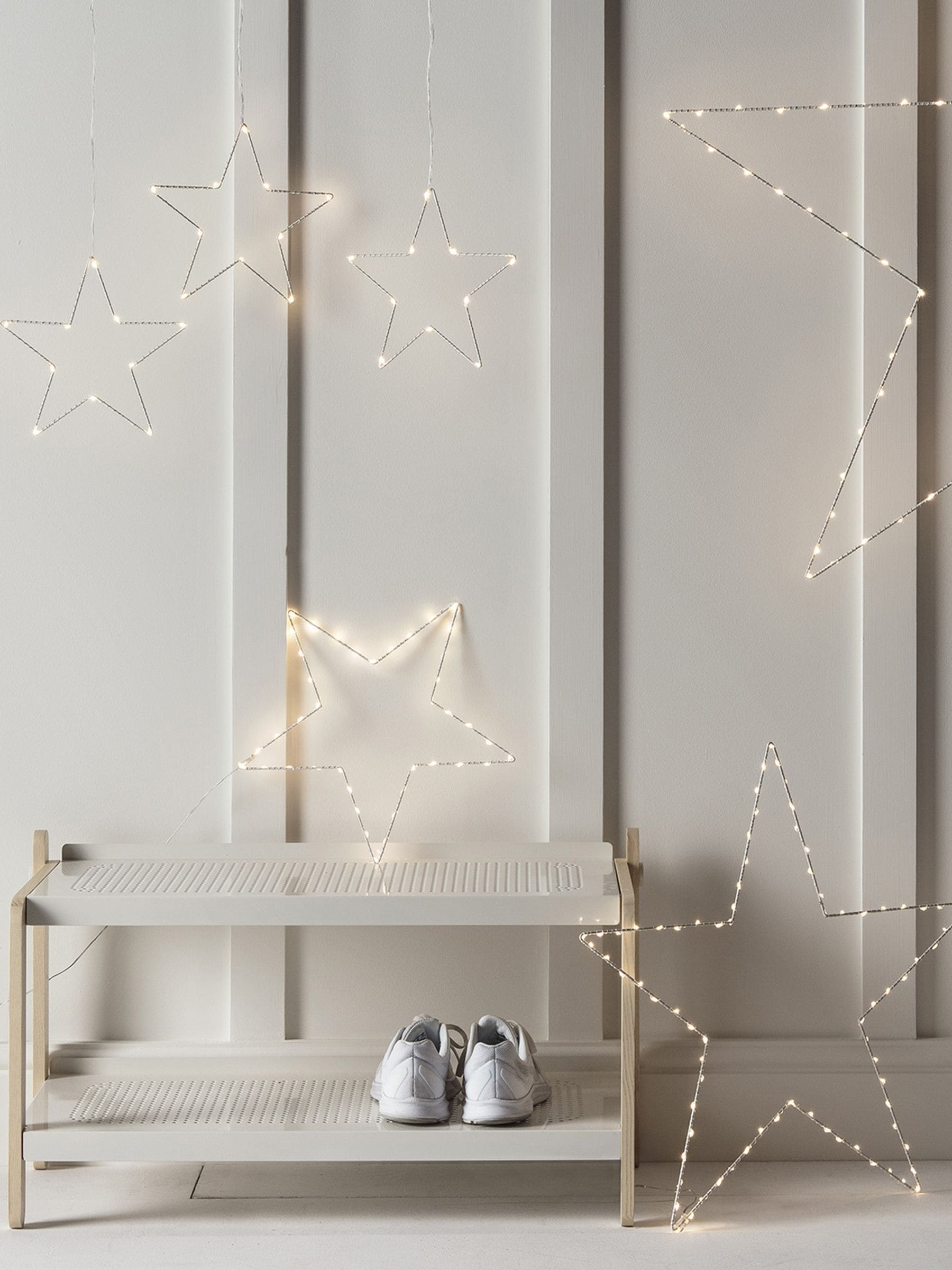 Lights4fun Star Trio Christmas window light with three metal stars, UK version