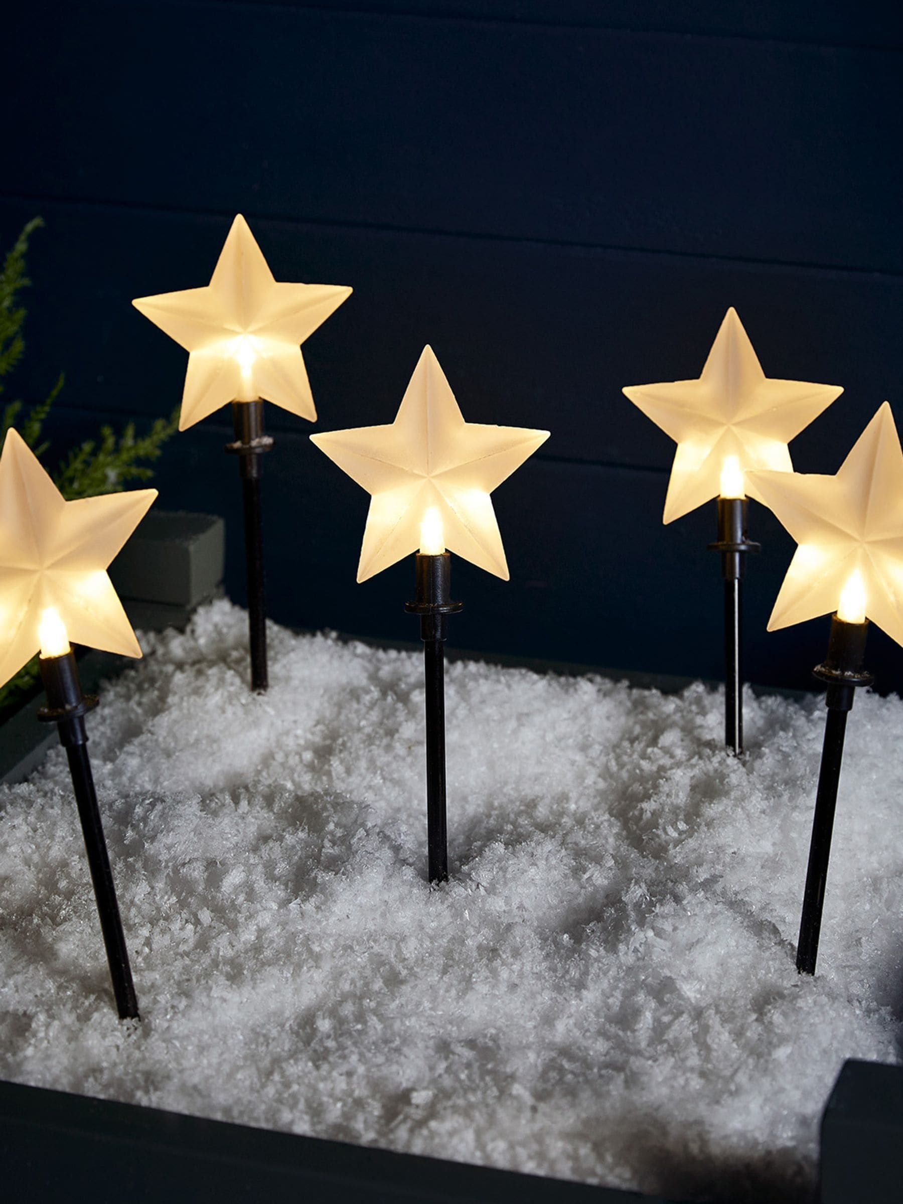 Lights4fun Christmas star garden stake lights set of 5 - British product
