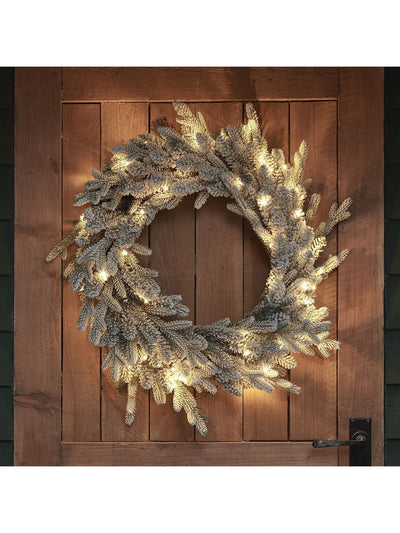 Lights4fun 60 cm vorbeleuchteter Outdoor-Schnee-Weihnachtskranz