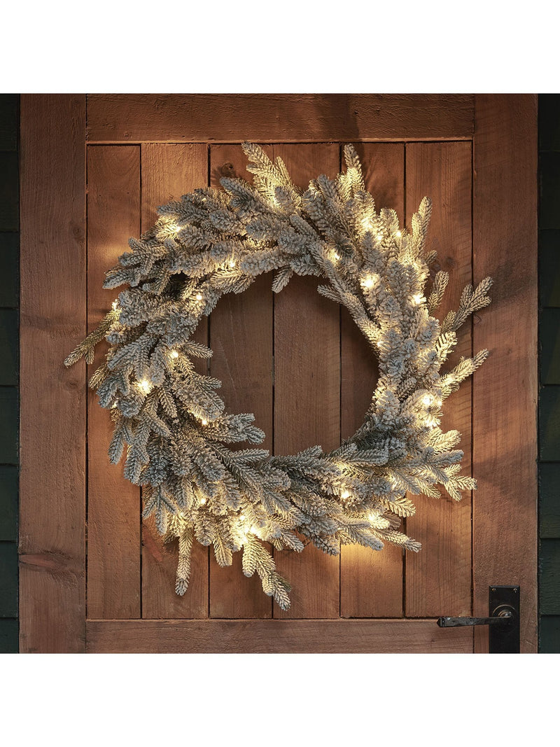 Lights4fun 60cm Pre Lit Outdoor Snowy Christmas Wreath