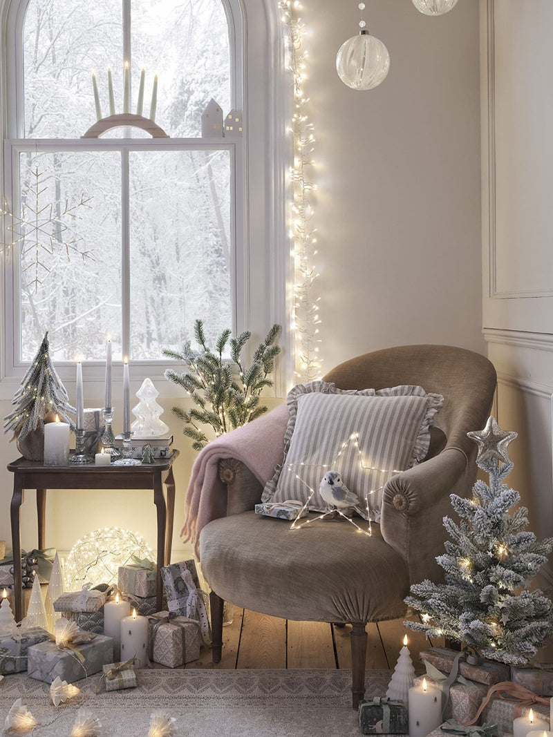 Lights4fun white glass LED Christmas tree decoration - imported from the UK