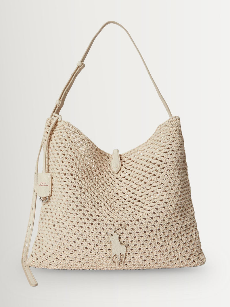 Polo Ralph Lauren White Woven Mesh Cross-Body Bag