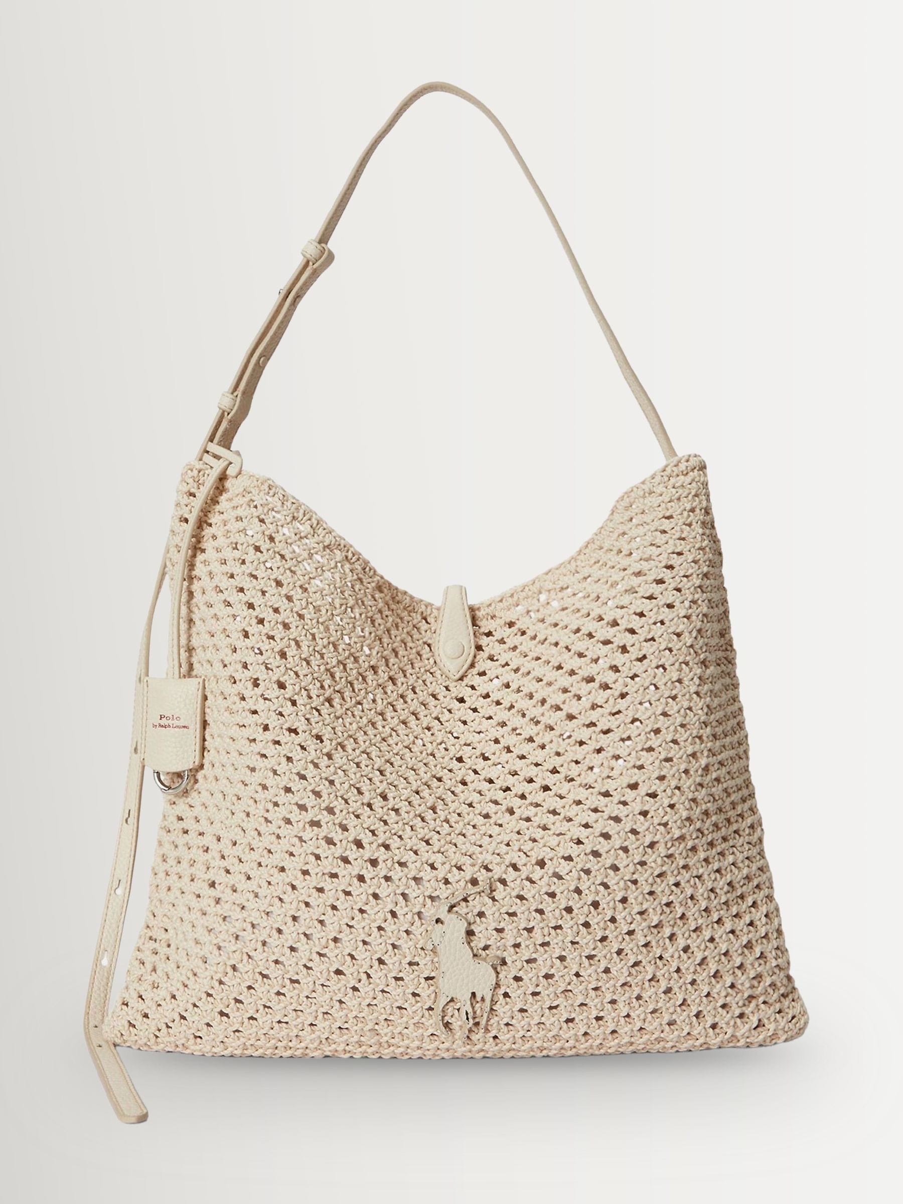 Polo Ralph Lauren White Woven Mesh Cross-Body Bag