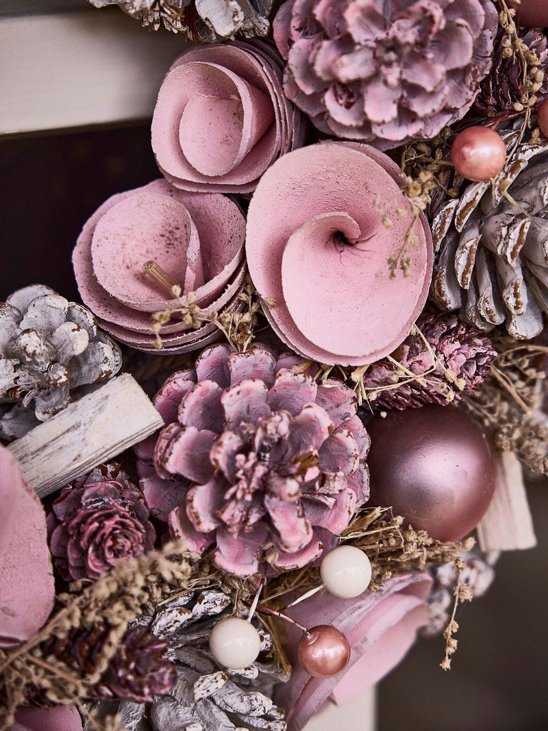 Dibor pink roses wreath 38cm, imported from the UK