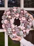 Dibor pink roses wreath 38cm, imported from the UK
