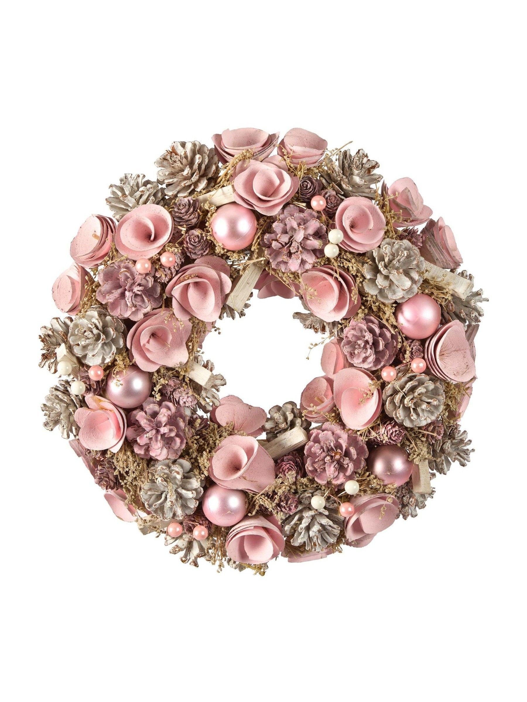 Dibor pink roses wreath 38cm, imported from the UK