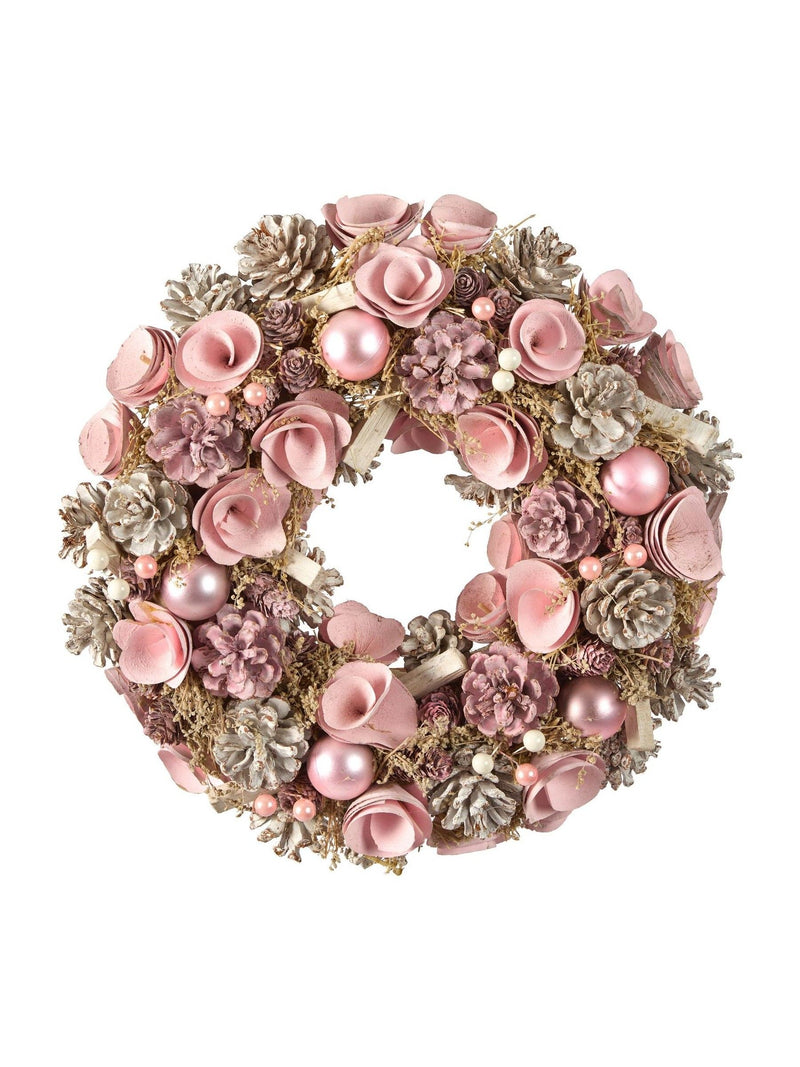Dibor pink roses wreath 38cm, imported from the UK