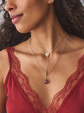 gold tone stone two-layer Y necklace - British product