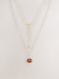 gold tone stone two-layer Y necklace - British product