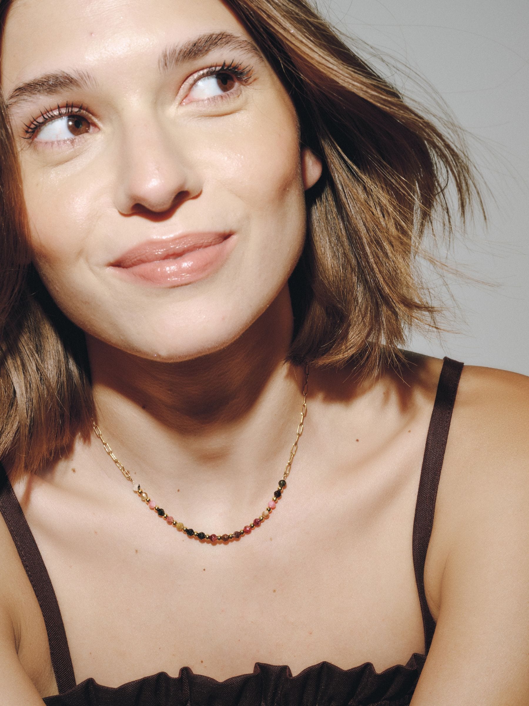 gold tone semi-precious stone necklace, UK version