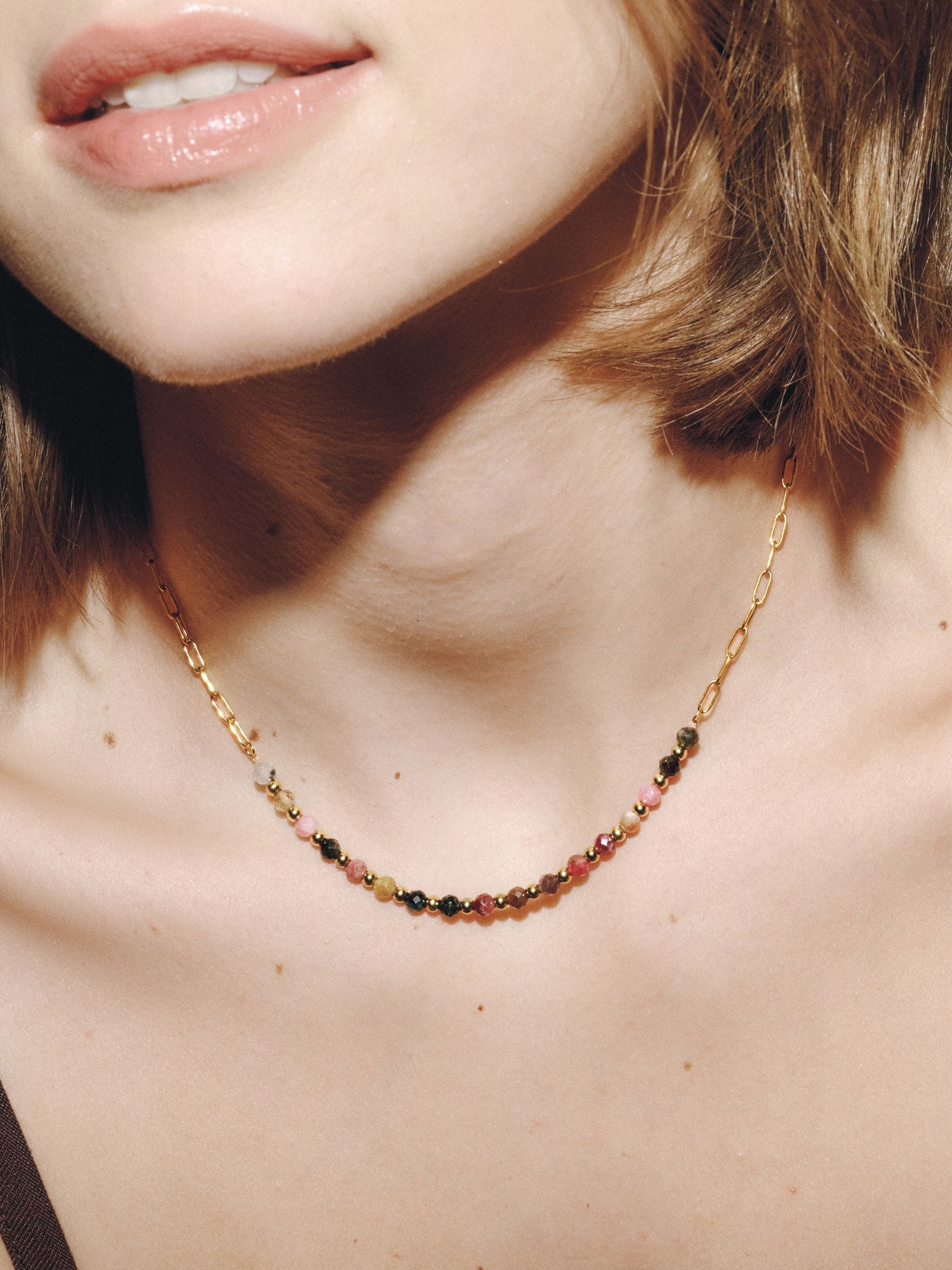 gold tone semi-precious stone necklace, UK version
