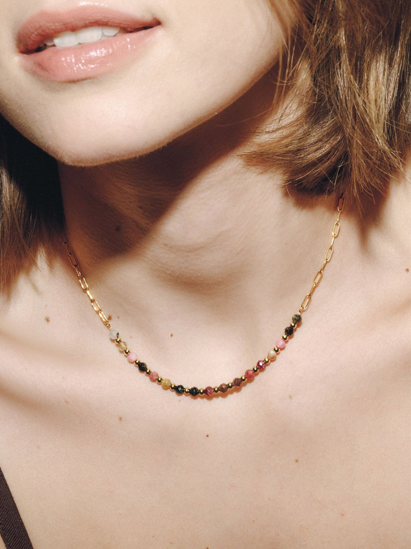 gold tone semi-precious stone necklace, UK version