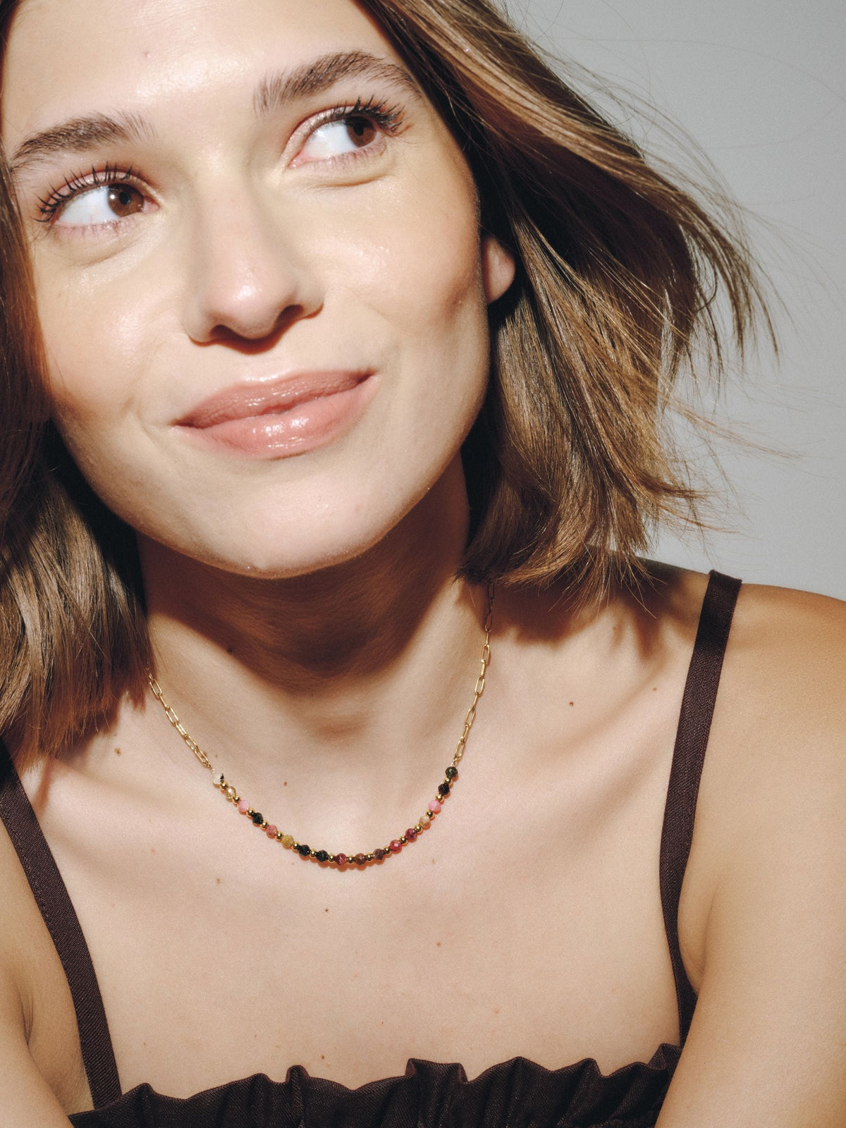 gold tone semi-precious stone necklace, UK version