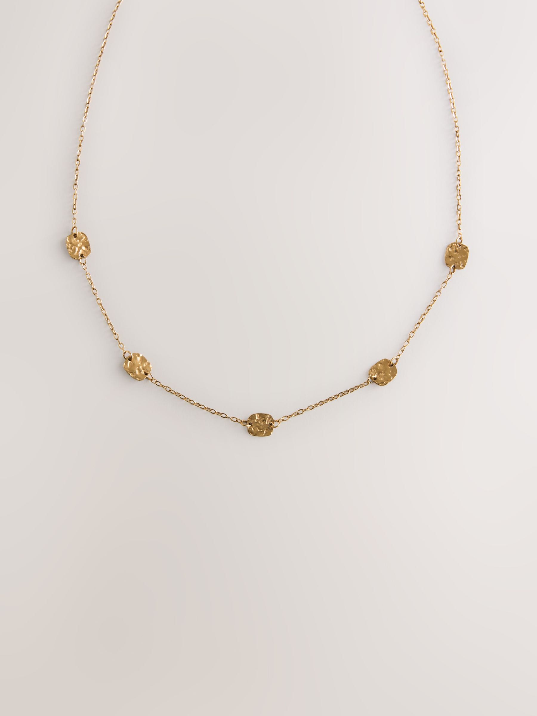 Hammered disc choker gold tone stainless steel (British brand)