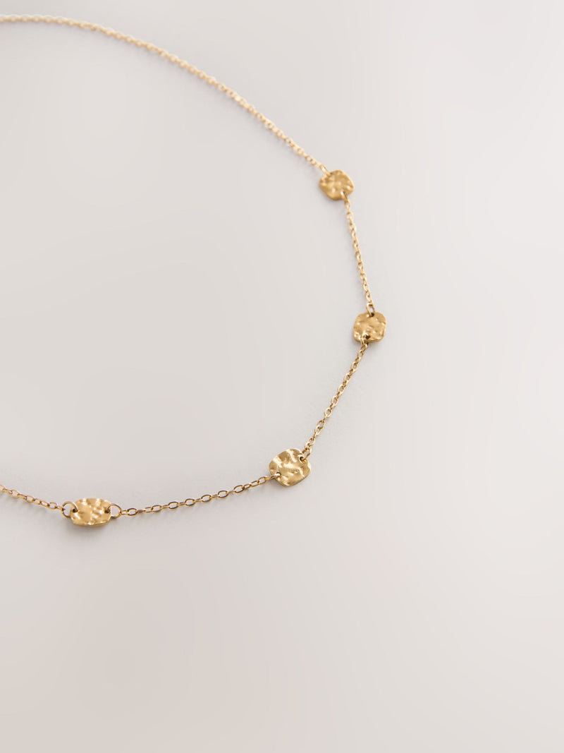 Hammered disc choker gold tone stainless steel (British brand)
