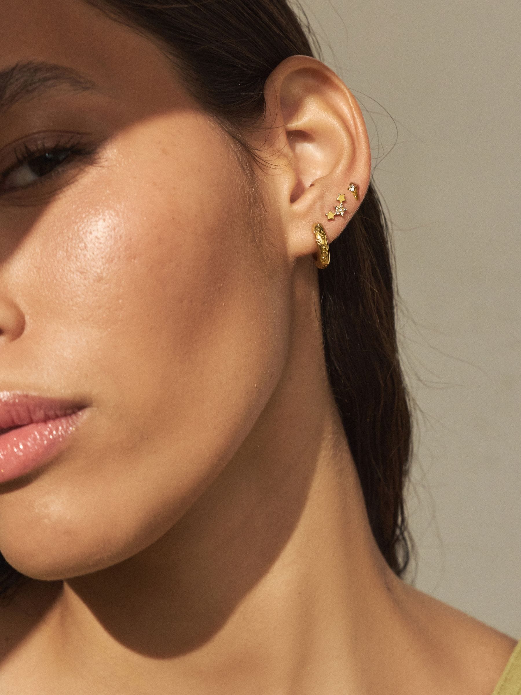 Gold Tone celestial waterproof stainless steel earrings 3 pack - British product