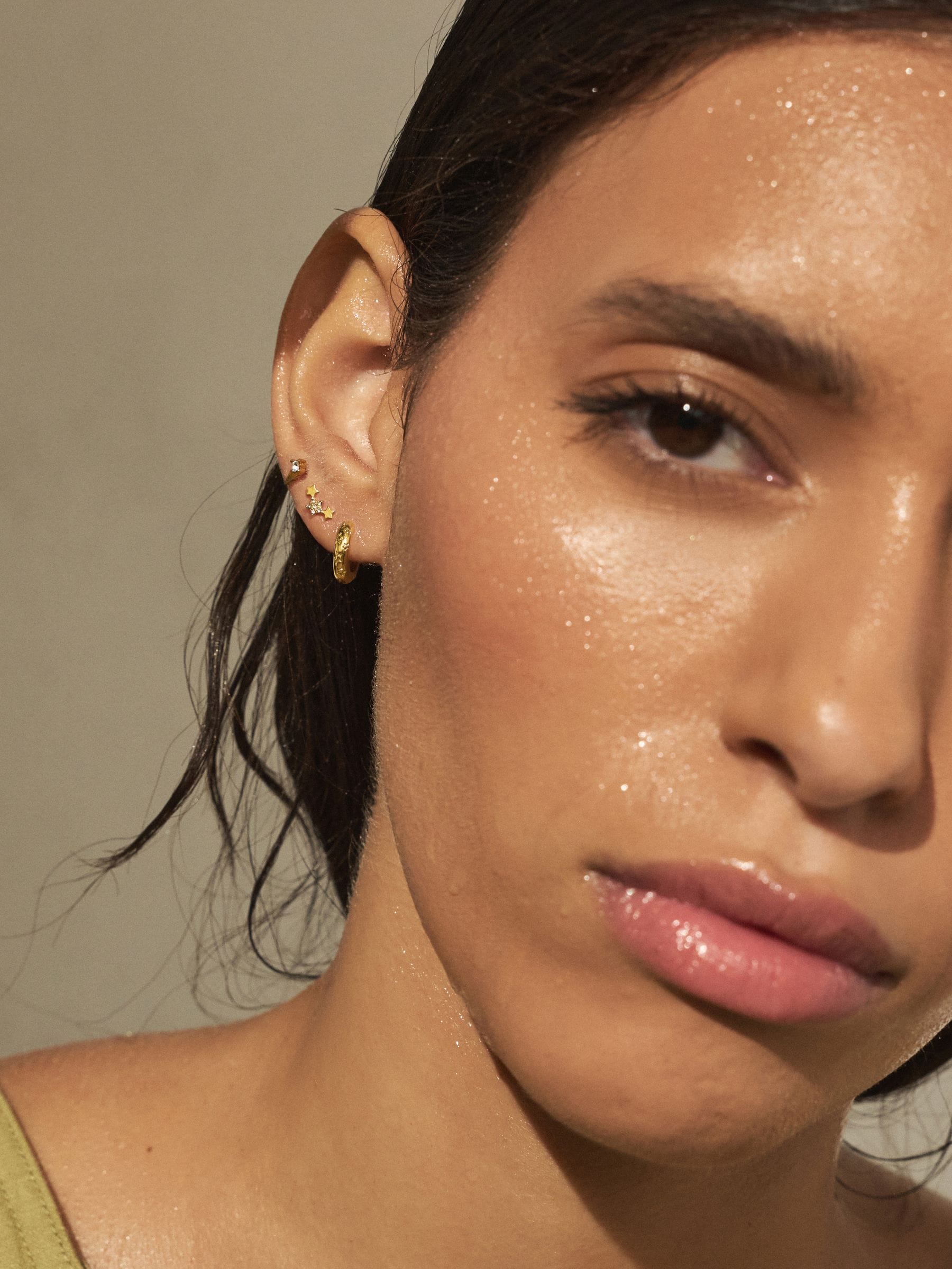 Gold Tone celestial waterproof stainless steel earrings 3 pack - British product