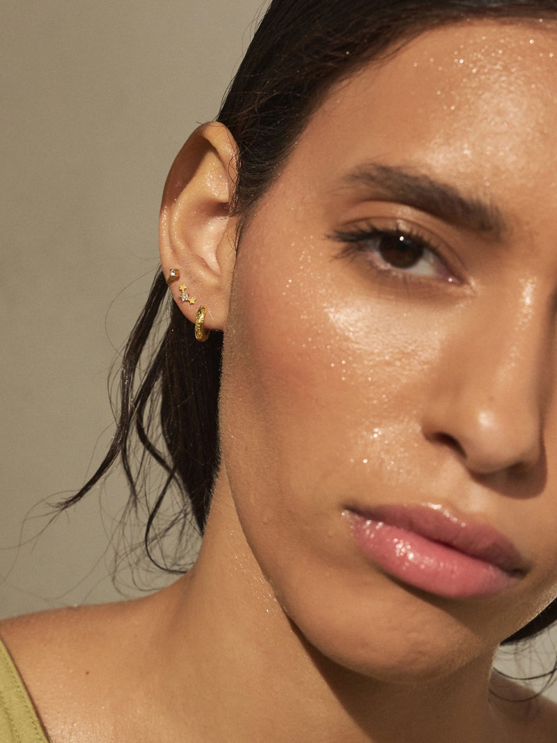 Gold Tone celestial waterproof stainless steel earrings 3 pack - British product