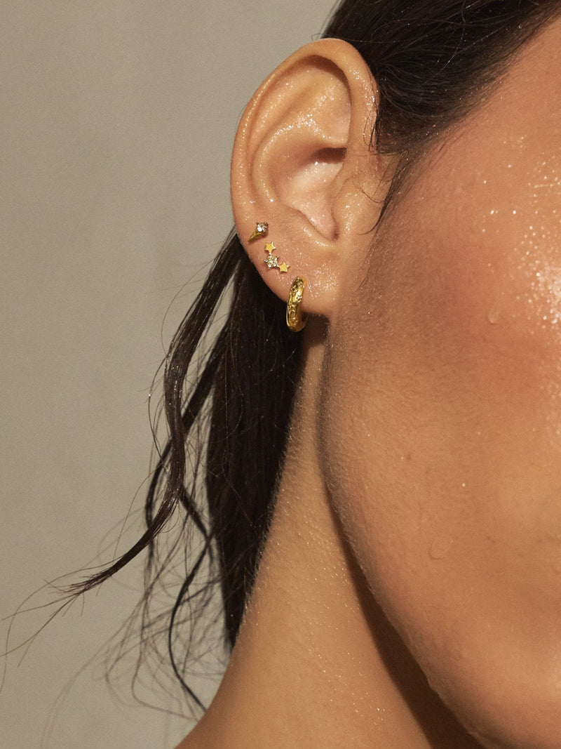 Gold Tone celestial waterproof stainless steel earrings 3 pack - British product