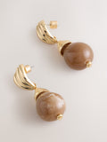 Brown resin drop earrings, UK version