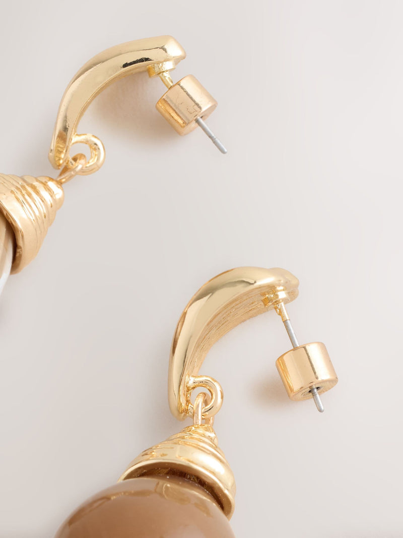 Brown resin drop earrings, UK version