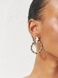 Turquoise and brown bead hoop earrings - British product