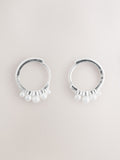 Silver tone pearl effect huggie hoops - British product