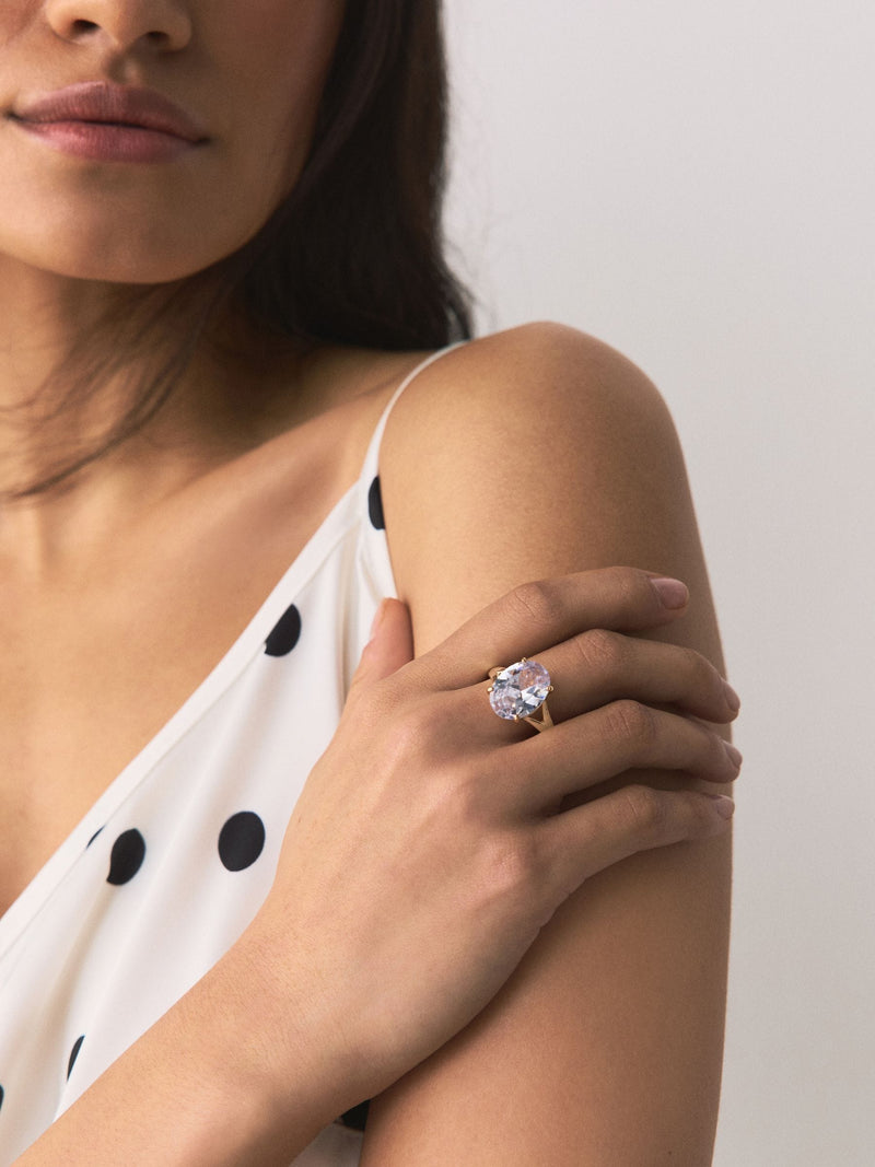 Statement ring gold tone sparkle, imported from the UK