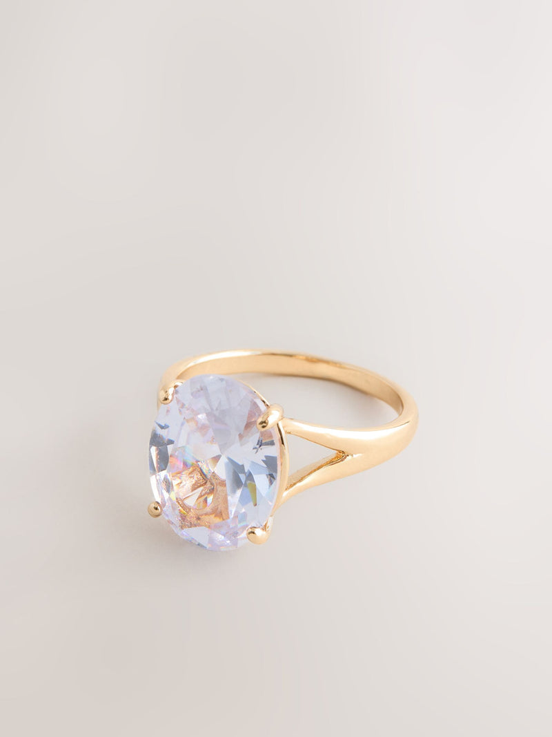 Statement ring gold tone sparkle, imported from the UK
