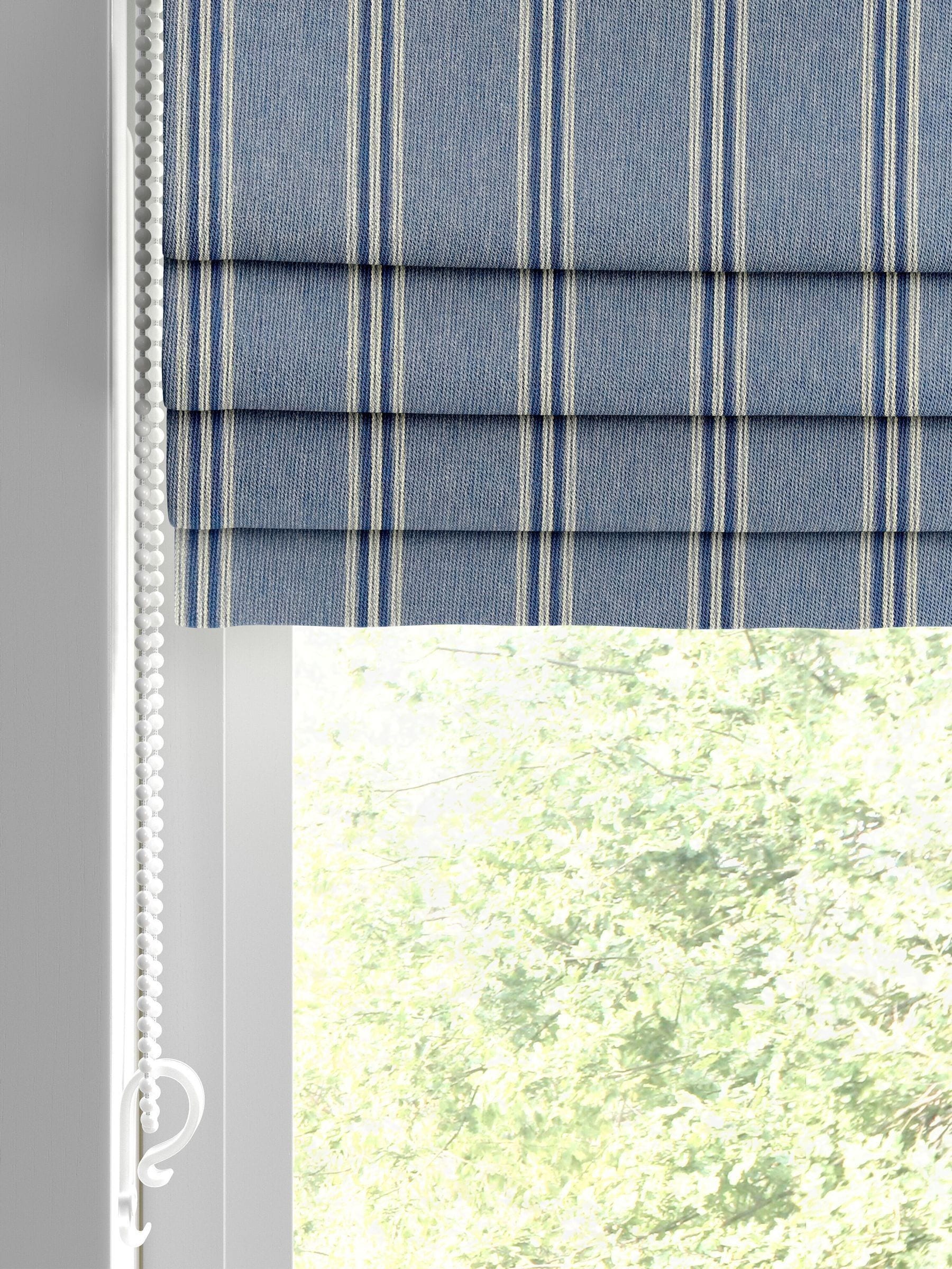 Meliora blue wide striped roman blind - British product
