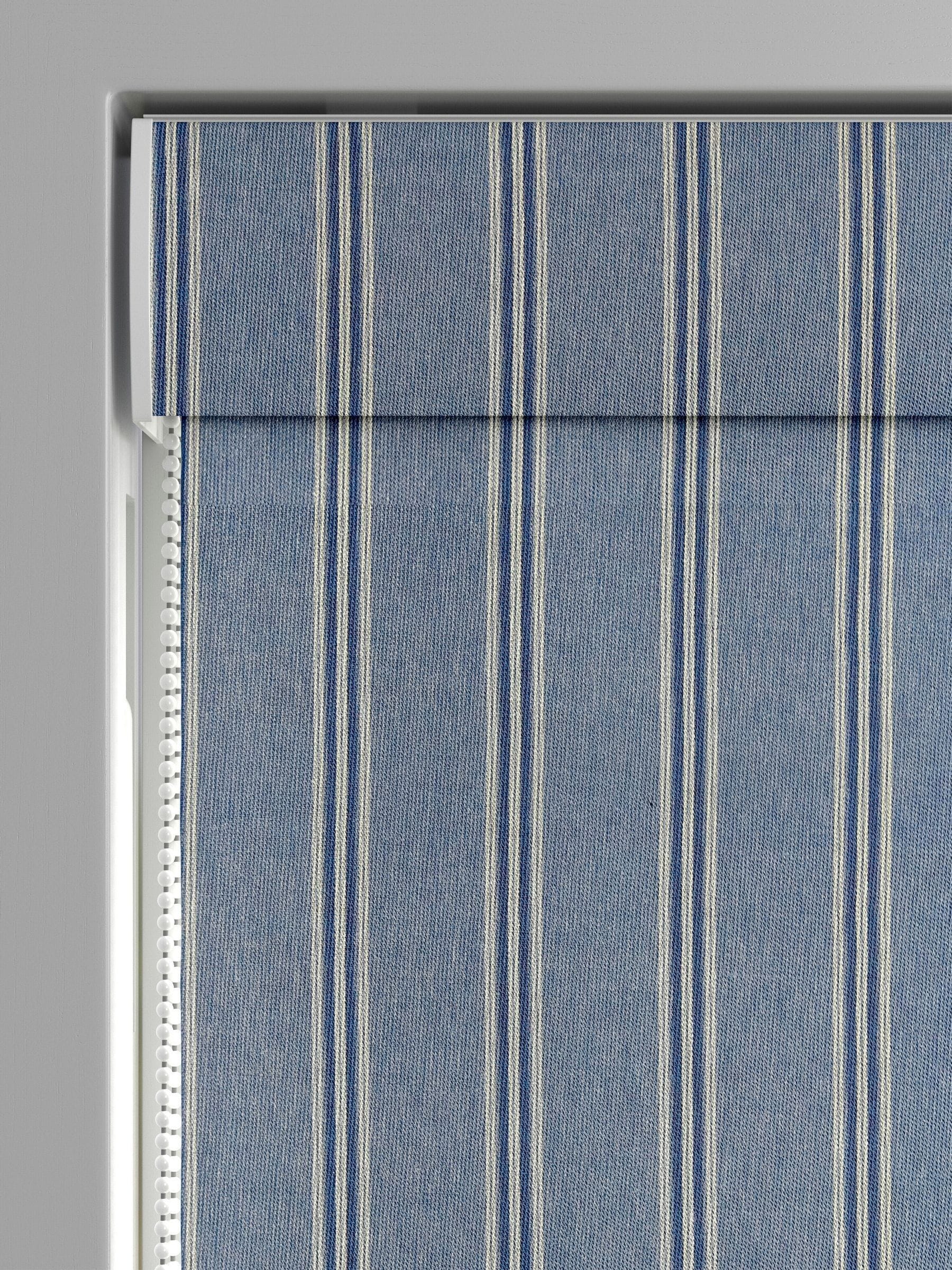 Meliora blue wide striped roman blind - British product