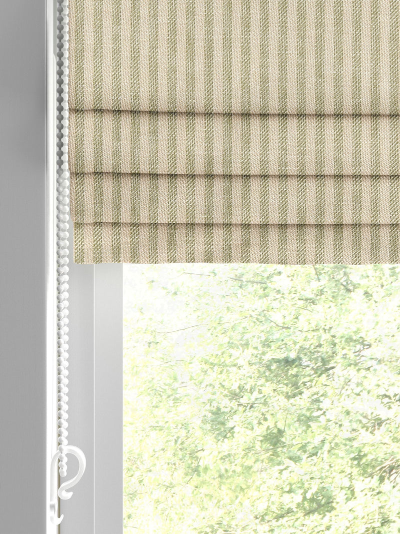 Green stitch stripe Roman blind, made to measure, UK version